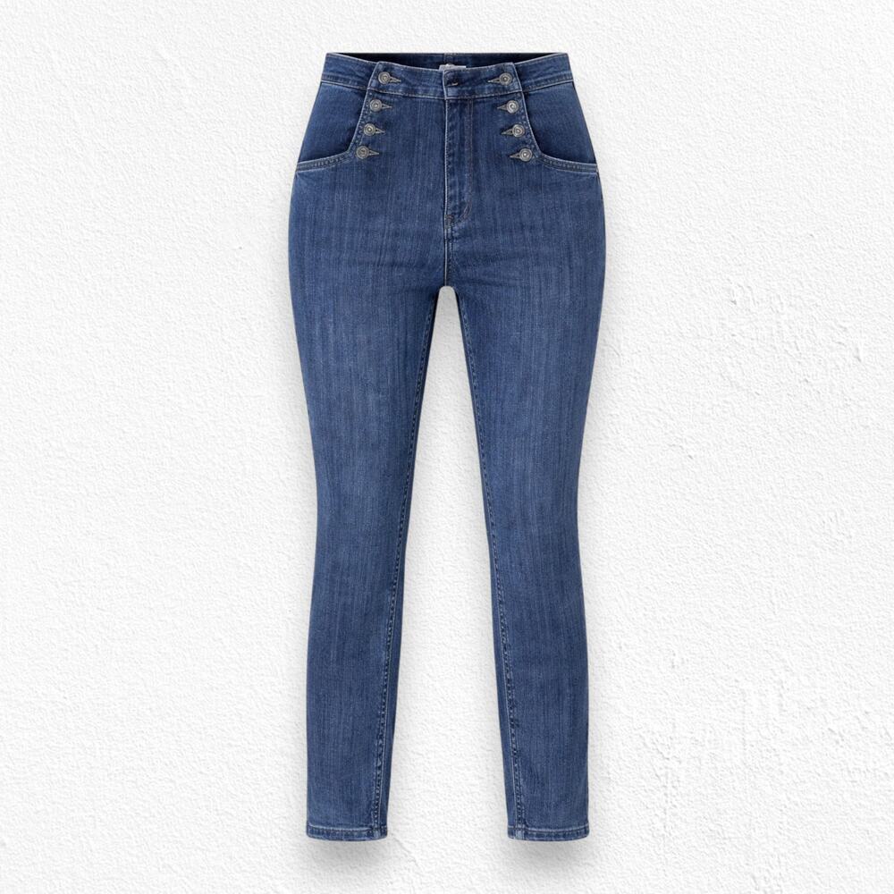 BDG Dark Wash Sailor High Rise Double Button Front Ankle Skinny Jeans Size 28